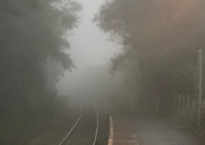 Wales, Welsh, fog, train, morning, mist, mystery