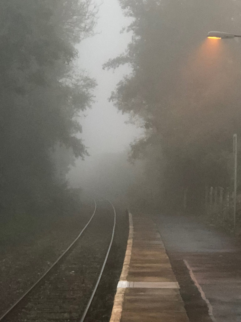Wales, Welsh, fog, train, morning, mist, mystery