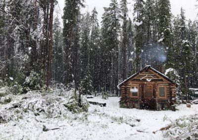 Montana, snow, June, cabin