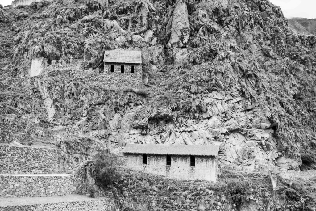 Sun Temple, Ollantaytambo, Peru, South America, Sacred Valley, black and white, black&white